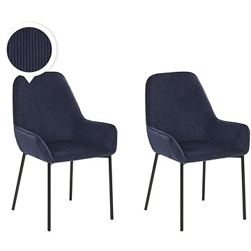 Sada 2 modrých manšestrových jídelních židlí LOVERNA, 227037 (beliani_227037)