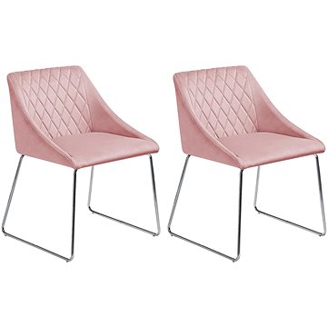 Sada 2 růžových sametových židlí do jídelny ARCATA, 124343 (beliani_124343)