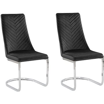 Sada 2 sametových černých jídelních židlí ALTOONA, 251084 (beliani_251084)