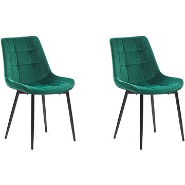 Sada 2 sametových jídelních židlí zelená MELROSE, 200113 (beliani_200113)