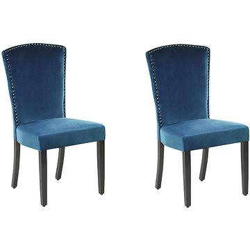 Sada 2 sametových modrých jídelních židlí PISECO, 251160 (beliani_251160)
