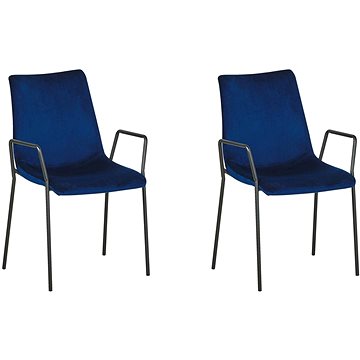 Sada 2 sametových tmavě modrých židlí JEFFERSON, 252412 (beliani_252412)