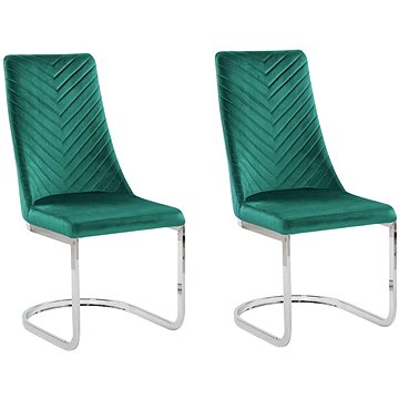 Sada 2 sametových zelených jídelních židlí ALTOONA, 251086 (beliani_251086)