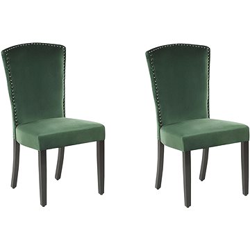 Sada 2 sametových zelených jídelních židlí PISECO, 251162 (beliani_251162)