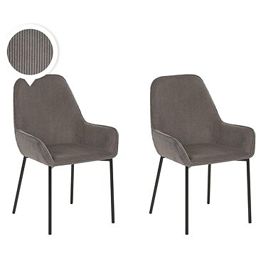Sada 2 šedých manšestrových jídelních židlí LOVERNA, 227036 (beliani_227036)