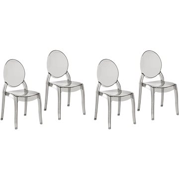 Sada 4 jidelních průhledných plastových židlí v černé barvě MERTON, 125169 (beliani_125169)