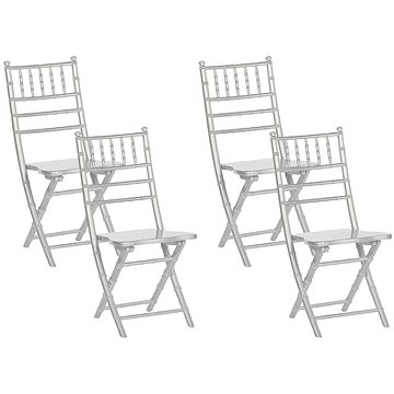 Sada 4 skládacích stříbrných dřevěných jídelních židlí MACHIAS , 207944 (beliani_207944)