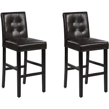 Sada dvou barových židlí čalouněných hnědou koženkou, MADISON, 120371 (beliani_120371)