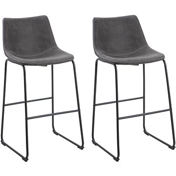 Sada dvou tmavošedých barových židlí FRANKS, 127375 (beliani_127375)