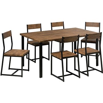 Sada jídelního nábytku šest židlí a stůl hnědá LAREDO, 131077 (beliani_131077)