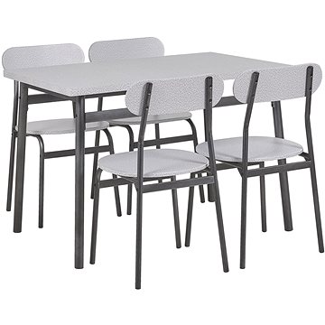 Sada jídelního stolu a 4 židlí šedá s černou VELDEN, 251908 (beliani_251908)