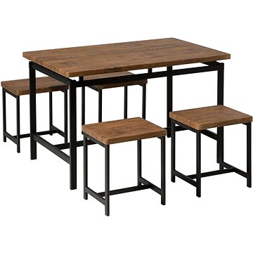 Sada jídelního nábytku stůl a čtyři stoličky ořechové ARLINGTON, 98007 (beliani_98007)