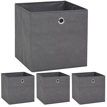 Úložné boxy 4 ks netkaná textilie 32 x 32 x 32 cm šedé (245747)
