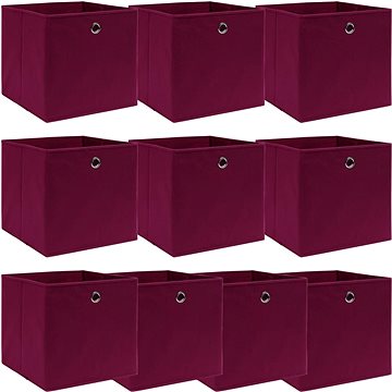 Úložné boxy 10 ks tmavě červené 32 x 32 x 32 cm textil (288343)