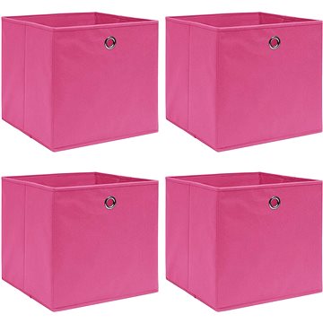 Úložné boxy 4 ks růžové 32 x 32 x 32 cm textil (288345)