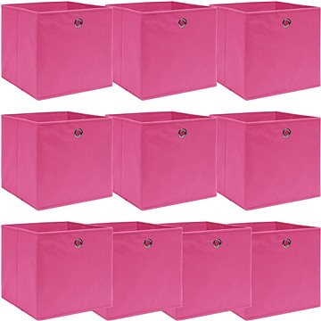 Úložné boxy 10 ks růžové 32 x 32 x 32 cm textil (288347)