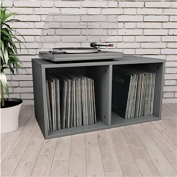 Úložný box na LP desky šedý 71 x 34 x 36 cm dřevotříska (800119)