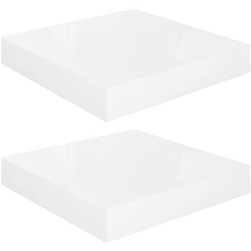 Shumee plovoucí nástěnné 2 ks bílé vysoký lesk 23×23,5×3,8 cm, 323740 (323740)
