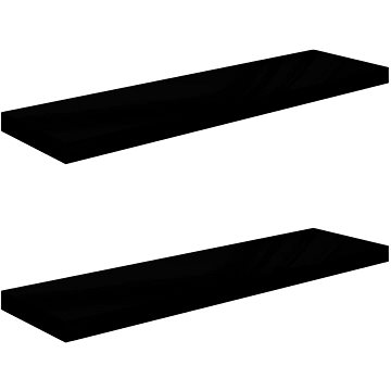 Shumee plovoucí nástěnné 2 ks černé vysoký lesk 90×23,5×3,8 cm, 323776 (323776)