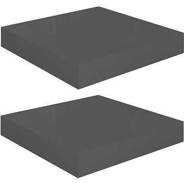 Shumee plovoucí nástěnné 2ks šedé vysoký lesk 23×23,5×3,8cm MDF, 323782 (323782)