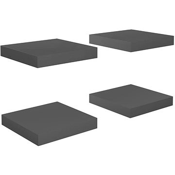 Shumee plovoucí nástěnné 4 ks šedé vysoký lesk 23×23,5×3,8 cm, 323783 (323783)