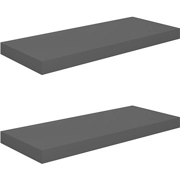 Shumee plovoucí nástěnné 2 ks šedé vysoký lesk 60×23,5×3,8 cm, 323791 (323791)