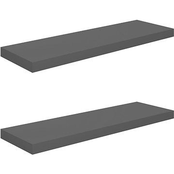 Shumee plovoucí nástěnné 2 ks šedé vysoký lesk 80×23,5×3,8 cm, 323794 (323794)