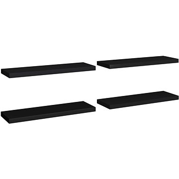 Shumee plovoucí nástěnné 4 ks černé 80×23,5×3,8 cm MDF, 323837 (323837)