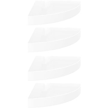 Shumee plovoucí rohové 4 ks bílé vysoký lesk 25×25×3,8 cm MDF, 323888 (323888)