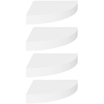 Shumee plovoucí rohové 4 ks bílé 25×25×3,8 cm MDF, 323897 (323897)
