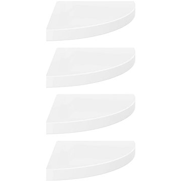 Shumee plovoucí rohová 4ks bílá vysoký lesk 35×35×3,8 cm MDF, 323909 (323909)