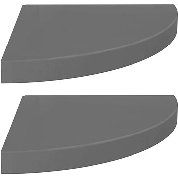 Shumee plovoucí rohová 2ks šedá vysoký lesk 35×35×3,8 cm MDF, 323914 (323914)