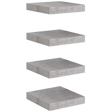 Shumee plovoucí nástěnné 4 ks betonově šedé 23×23,5×3,8 cm MDF, 326590 (326590)