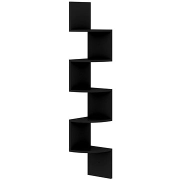 Shumee nástěnná rohová černá 19×19×123 cm dřevotříska, 326832 (326832)