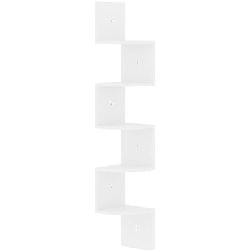 Shumee nástěnná rohová bílá vysoký lesk 19×19×123cm dřevotříska, 326837 (326837)