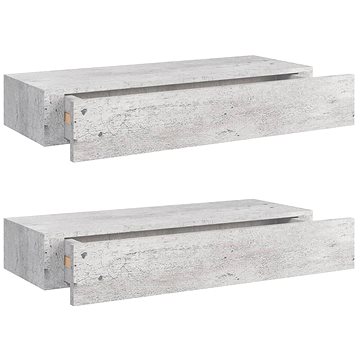 Shumee Nástěnné se zásuvkami 2ks betonově šedé 60×23,5×10 cm MDF, 330266 (330266)