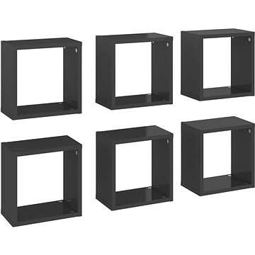 Shumee Nástěnné krychlové 6 ks šedé vysoký lesk 26×15×26 cm, 807051 (807051)