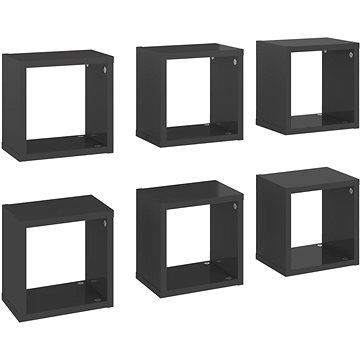 Shumee Nástěnné kostky 6 ks šedé s vysokým leskem 22×15×22 cm, 807078 (807078)