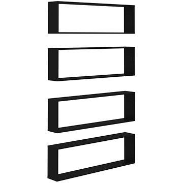 Shumee Nástěnné obdélníkové 4 ks černé 100×15×30 cm dřevotříska, 807083 (807083)