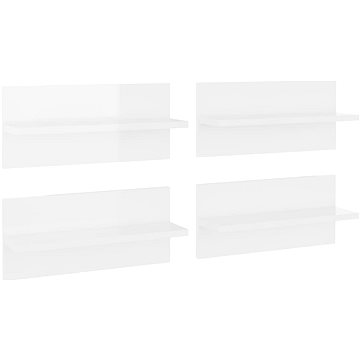 Shumee Nástěnné 4 ks bílé s vysokým leskem 40×11,5×18 cm, 807310 (807310)