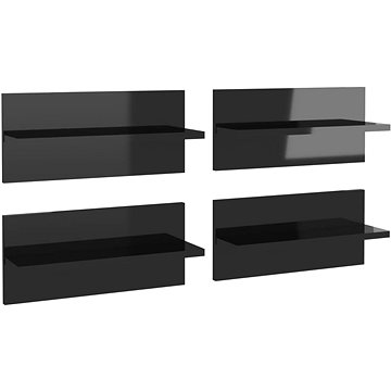 Shumee Nástěnné 4 ks černé s vysokým leskem 40×11,5×18 cm, 807312 (807312)