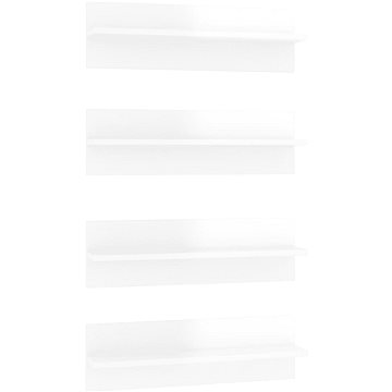 Shumee Nástěnné 4 ks bílé vysoký lesk 60×11,5×18 cm dřevotříska, 807328 (807328)