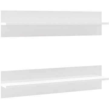 Shumee Nástěnné 2 ks bílé vysoký lesk 80×11,5×18 cm dřevotříska, 807345 (807345)