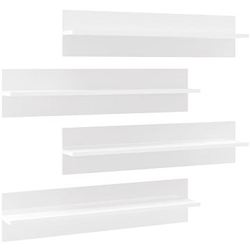 Shumee Nástěnné 4 ks bílé vysoký lesk 80×11,5×18cm dřevotříska , 807346 (807346)