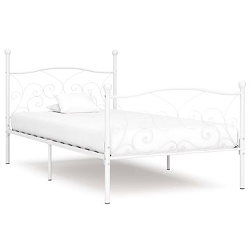 Rám postele s laťkovým roštem bílý kov 100x200 cm (284448)
