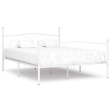 Rám postele s laťkovým roštem bílý kov 180x200 cm (284452)