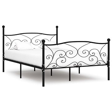 Rám postele s laťkovým roštem černý kov 120x200 cm (284456)