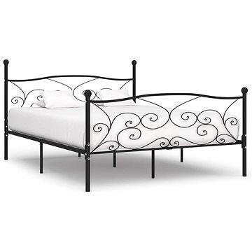 Rám postele s laťkovým roštem černý kov 180x200 cm (284459)