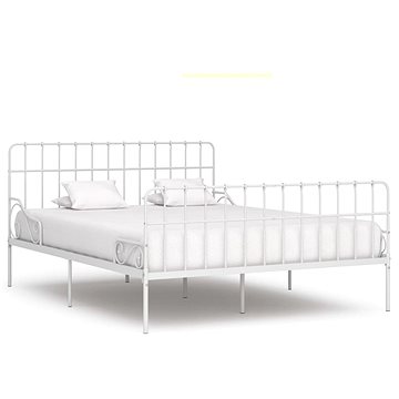 Rám postele s laťkovým roštem bílý kov 180x200 cm (284606)