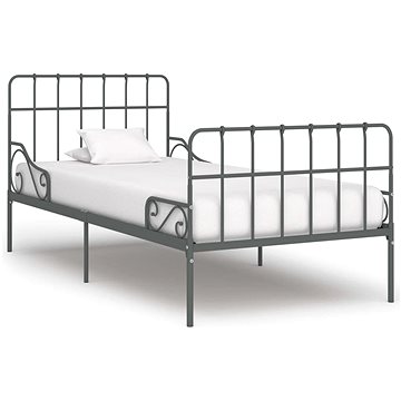 Rám postele s laťkovým roštem šedý kov 100x200 cm (284616)